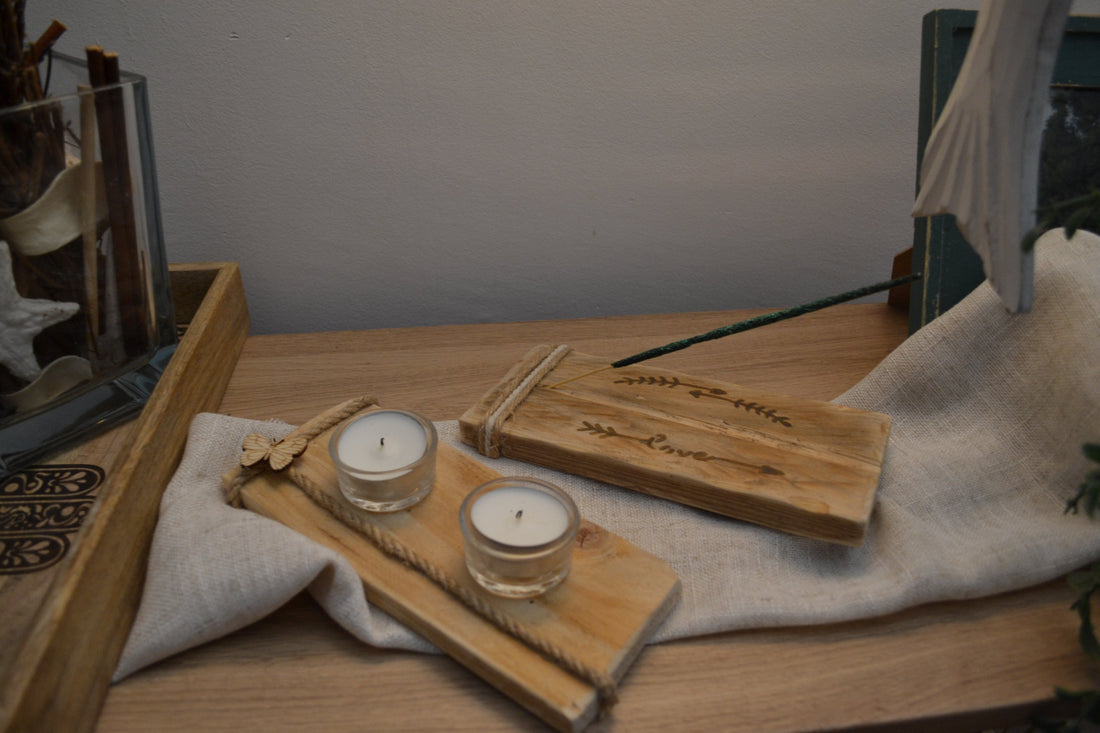 Pack Porta Incienso y Portavelas de 2 Velas | Kimori Arts