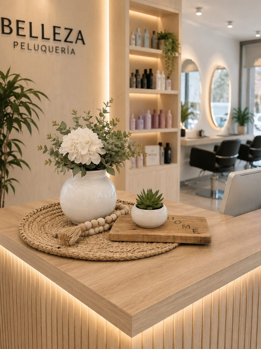 ¿Cómo crear una recepción acogedora en tu peluquería con una decoración de madera artesanal?