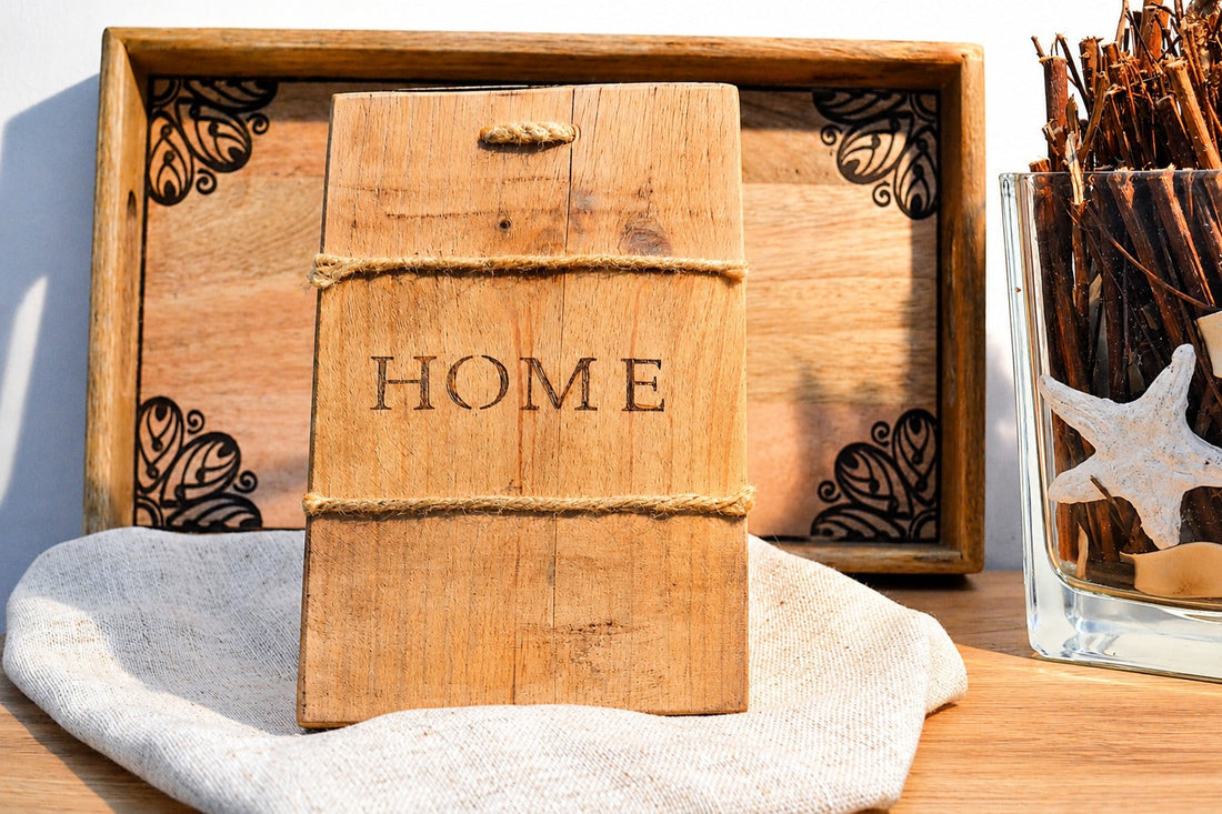 Pieza HOME de madera artesanal pintada y envejecida