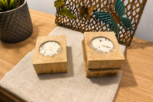 Pack de 2 Velas Cuadradas de Soja | Decoración Kimori Arts