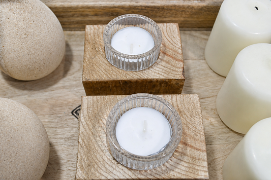 # Pack de 2 Velas Cuadradas con Cristal y Cuerda | Decoración Artesanal | Kimori Arts