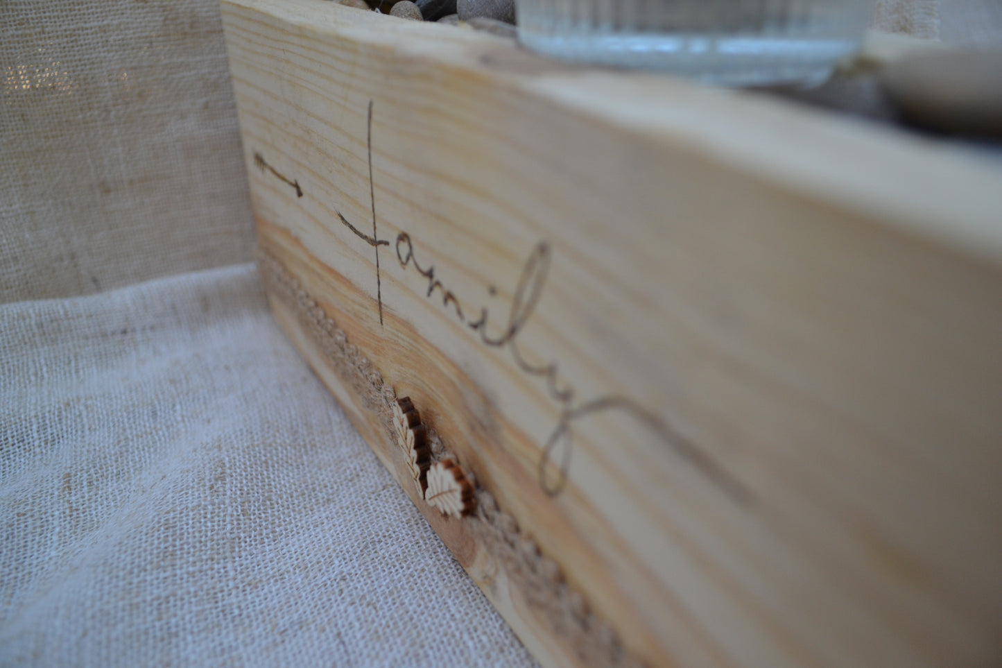 Centros de mesa Portavelas de Madera y Piedras Naturales