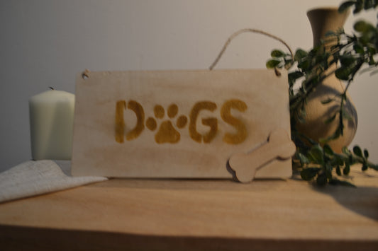 Placa Decorativa de Madera "DOGS"