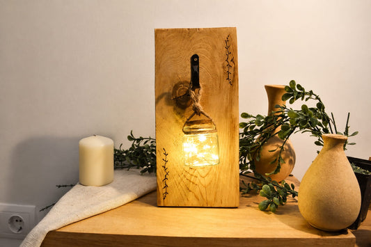 Colgador de Pared Artesanal con Cuenco de Cristal Iluminado