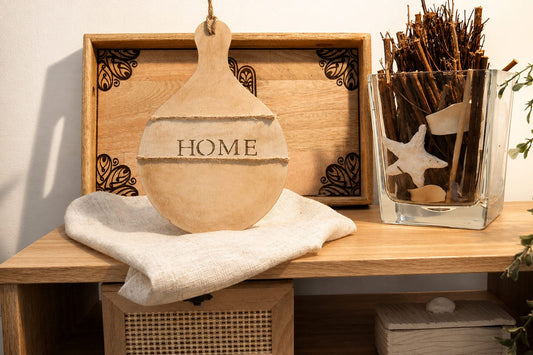 Placa Decorativa de Madera Fina "HOME"